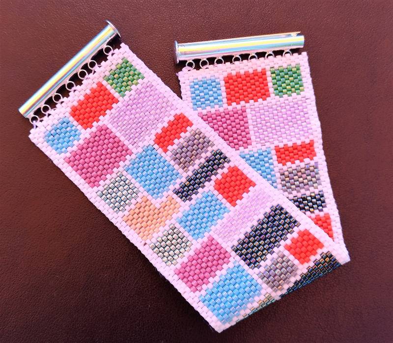 Manschettenarmband Aus Gewebten Perlen Im Mondrian-stil von Marktapageandco