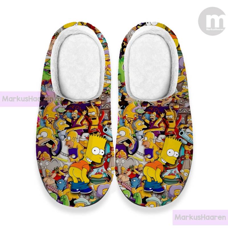 Personalisierte Name Die Simpsons Sitcom 3D All Over Print Slipper, Winter Benutzerdefinierte Rubber Cotton Christmas Slipper von MarkusHaaren