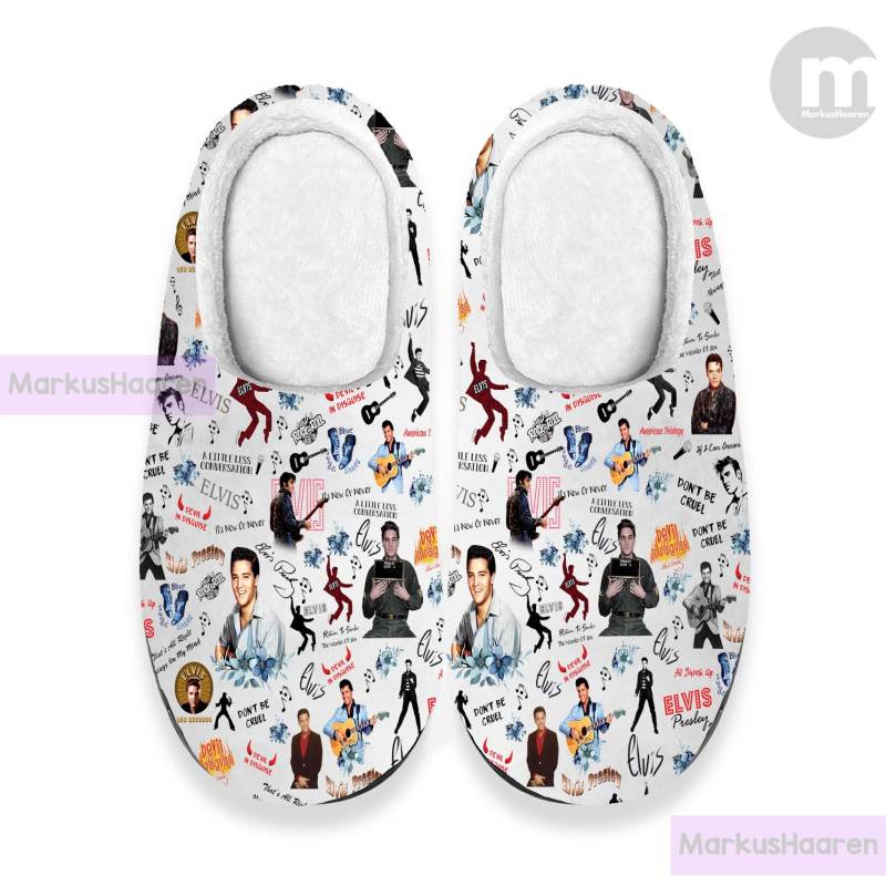 Personalisierte Name Elvis Presley 3D All Over Print Slipper, Winter Hausschuhe, Weihnachtshausschuhe, Benutzerdefinierte Rubber Cotton Slipper von MarkusHaaren