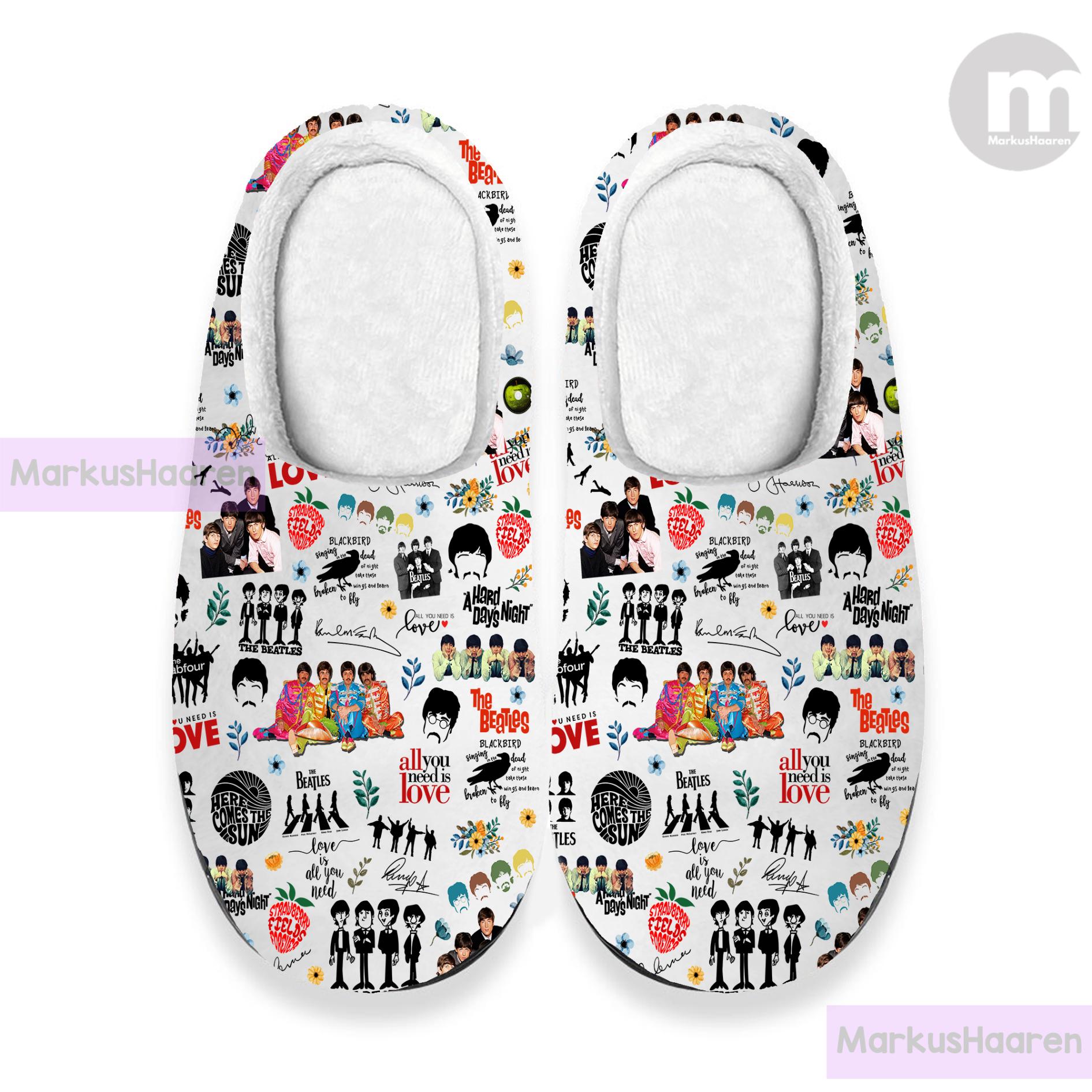Personalisierte Name Rock Band Musik 3D All Over Print Slipper, Benutzerdefinierte Gummi Winter Baumwollpantoffel, Weihnachtspantoffeln von MarkusHaaren