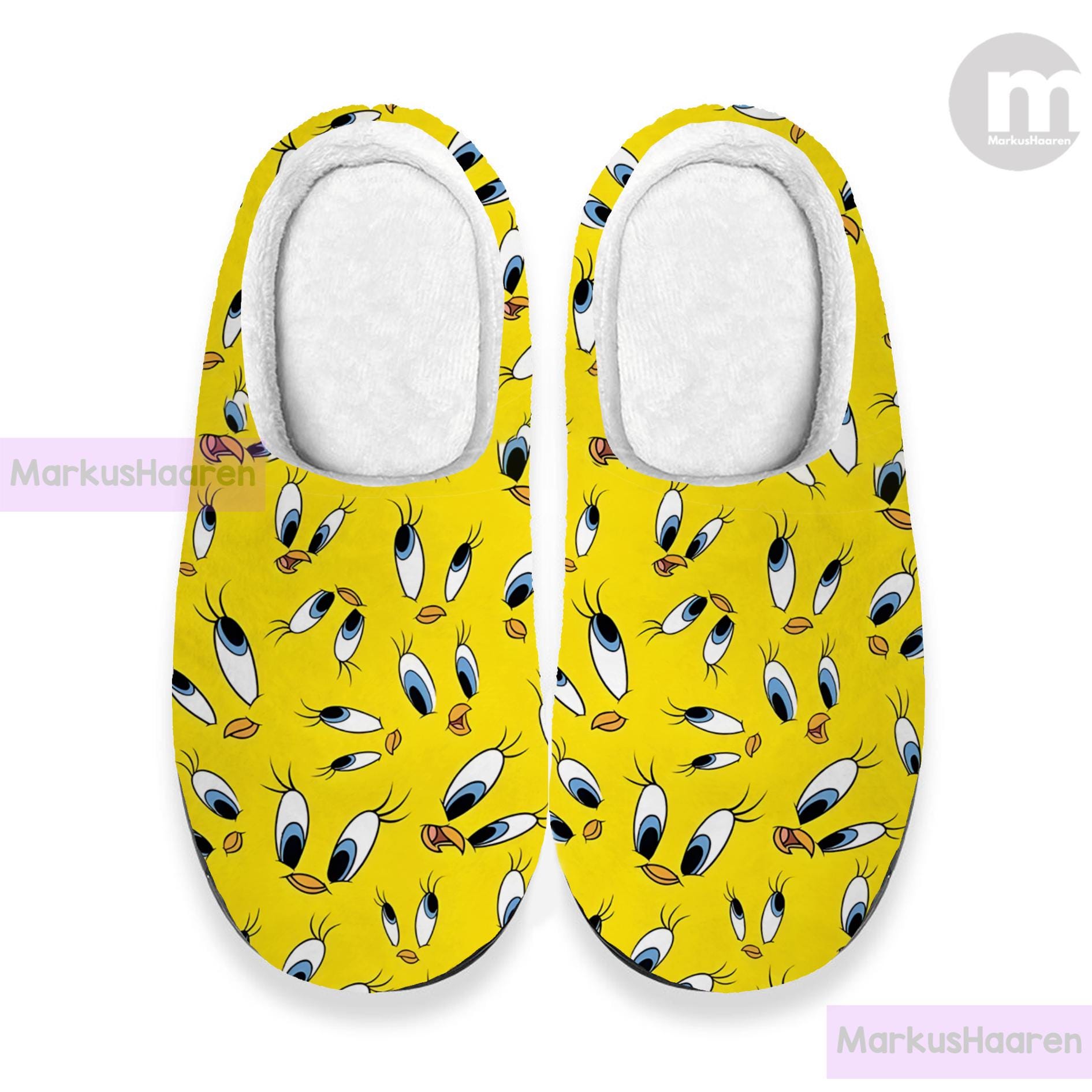 'tweety Vogel' Mit Name Personalisiert 3D All Over Print Pantoffel, Benutzerdefinierte Gummihausschuh, Winterhausschuh, Baumwollhausschuh von MarkusHaaren