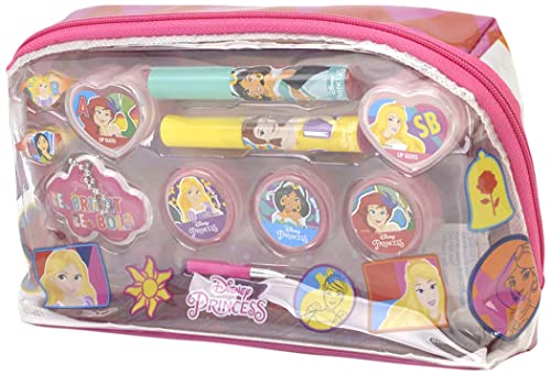 Princess Essential Makeup Bag - Makeup Set für Mädchen - Disney Prinzessinnen Makeup und Beauty-Set für Mädchen in einer bunten Tasche - mit buntem Zubehör - Spielzeug und Geschenke für Mädchen von Lip Smacker