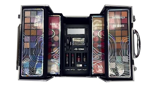 bonvoyage, Professional Colour Makeup Set, 100-teiliger Schminkkoffer mit Lidschatten, Rouge, Lippenstift, Mascara, Maniküre- und Pediküreset, Applikatoren und Mehr, Tragbar und Modisch von bonvoyage