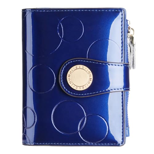 Marlekarida Modische Damen-Geldbörse aus echtem Leder, mehrere Kartenfächer, kurzer dreifach gefalteter Stil, Reißverschluss und Schnappverschluss, RFID-Abschirmung, Kreditkartenclip, faltbare von Marlekarida