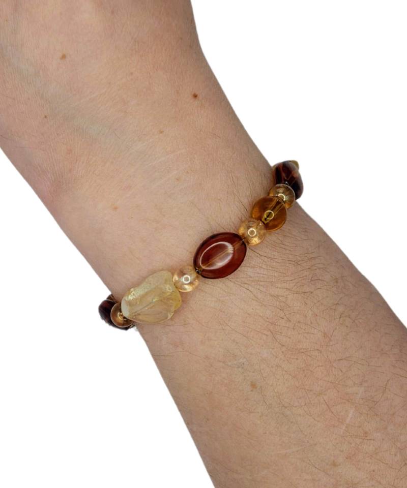 Handgemachte Bernstein & Citrin Perlen Armband Chunky Erdton Schmuck Handgemachte Bernstein & Citrin Perlen Armband Chunky Erdton Schmuck von MarletteLLC