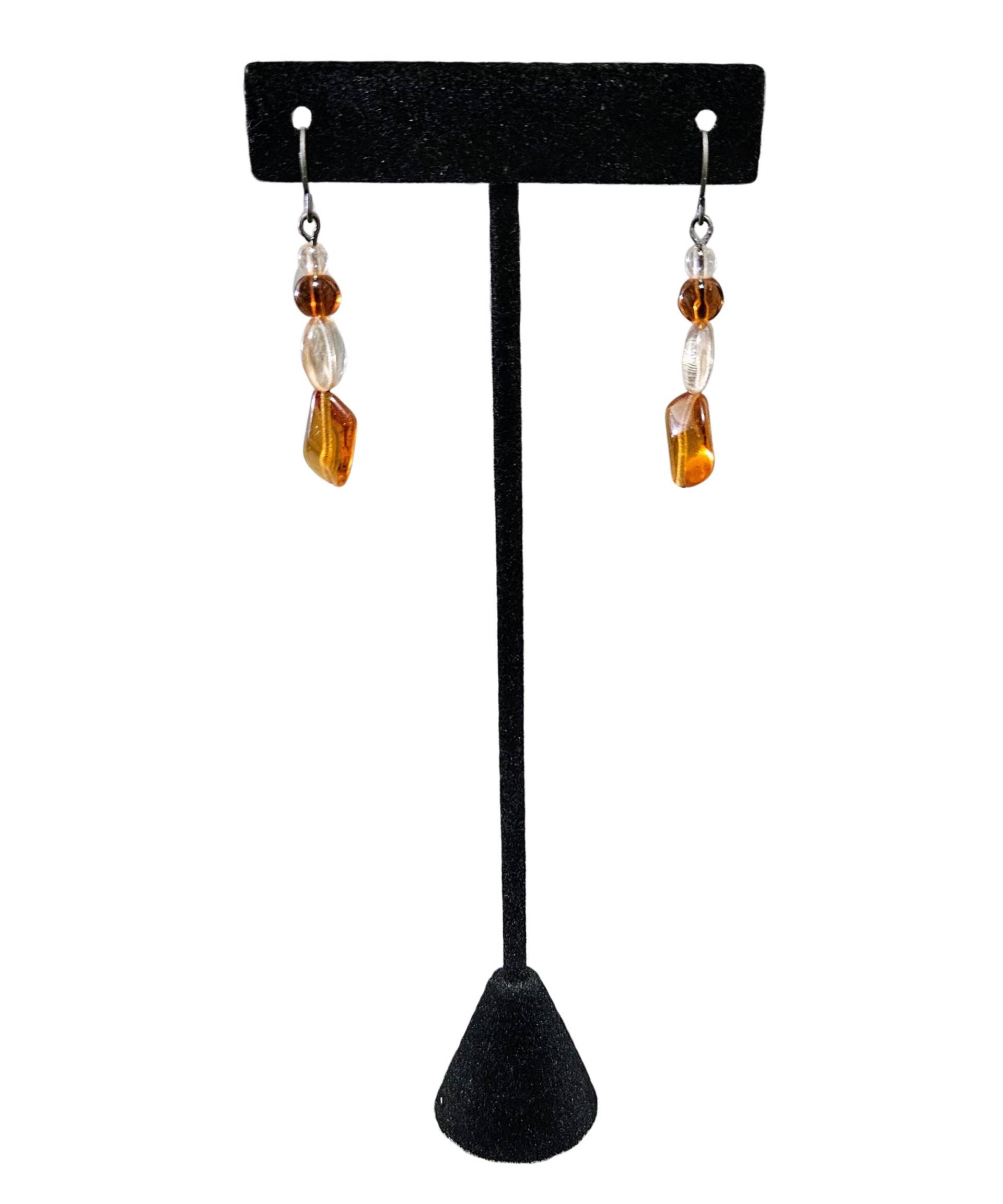 Handgemachte Bernsteinfarbene Glasperlen-Ohrringe Erdfarbener Schmuck Handgemachte Bernsteinfarbene Glasperlen-Ohrringe Erdfarbener Schmuck von MarletteLLC
