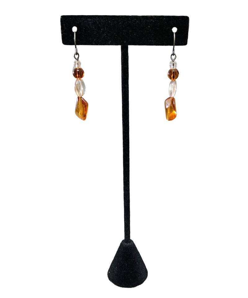 Handgemachte Bernsteinfarbene Glasperlen-Ohrringe Erdfarbener Schmuck Handgemachte Bernsteinfarbene Glasperlen-Ohrringe Erdfarbener Schmuck von MarletteLLC