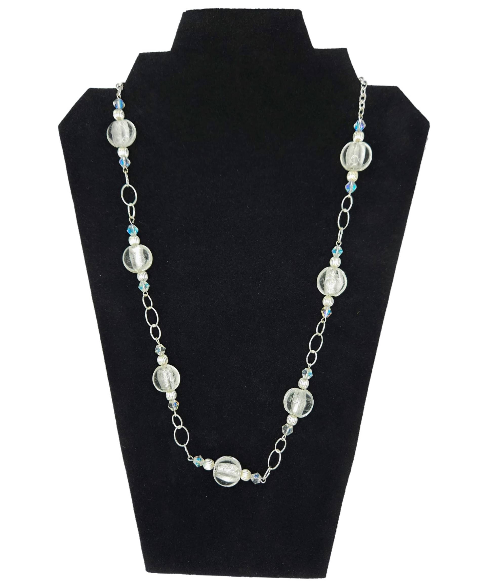 Handgemachte Kristall Silber Foil Halskette Einstellbare Perlenschmuck Handgemachte Kristall Silber Foil Halskette Einstellbare Perlenschmuck von MarletteLLC