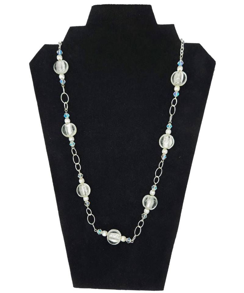 Handgemachte Kristall Silber Foil Halskette Einstellbare Perlenschmuck Handgemachte Kristall Silber Foil Halskette Einstellbare Perlenschmuck von MarletteLLC