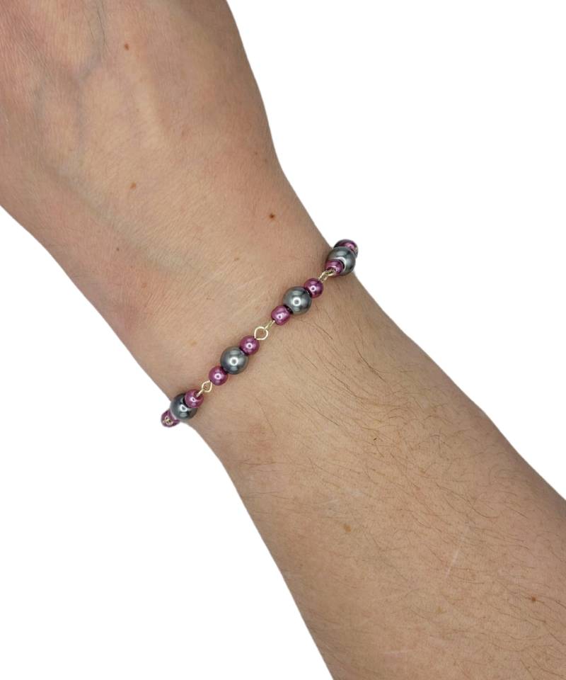 Handgemachte Mauve & Grau Perlen Armband Silber Kettelstift Handgemachte Mauve & Grau Perlen Armband Silber Kettelstift von MarletteLLC