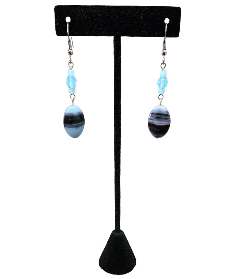 Handgemachte Opal Aqua & Lila Swirl Perlen Ohrringe Handgemachte Opal Aqua & Lila Swirl Perlen Ohrringe von MarletteLLC