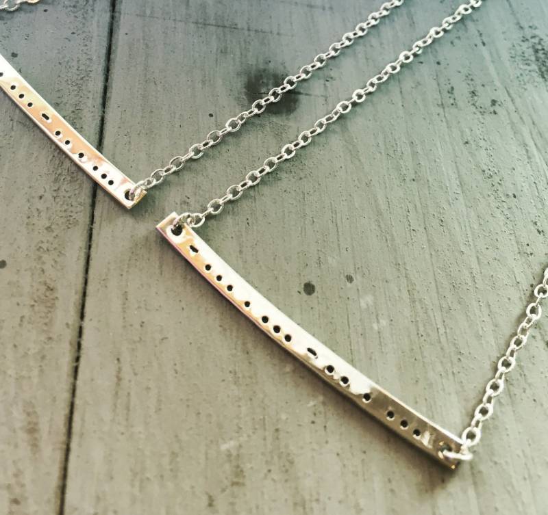 Benutzerdefinierte Sterling Silber Bar Halskette Dünne Morse-Code-Halskette von MarleyJaneDotCom