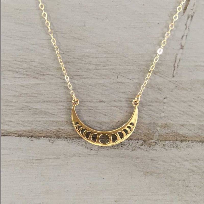 Goldene Mondphasen Halskette Ich Liebe Dich Zum Mond Und Zurück Gold Matt Sterling Silber von MarleyJaneDotCom