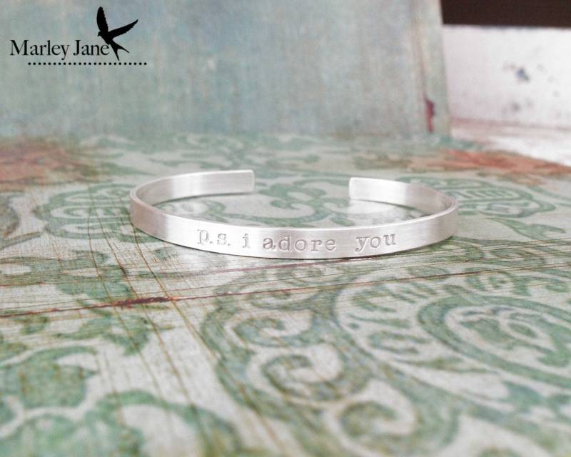 sterling Silber Kinder Manschette Armband - Benutzerdefinierte Matt Nachricht Geheime Mutter Baby Frau von MarleyJaneDotCom