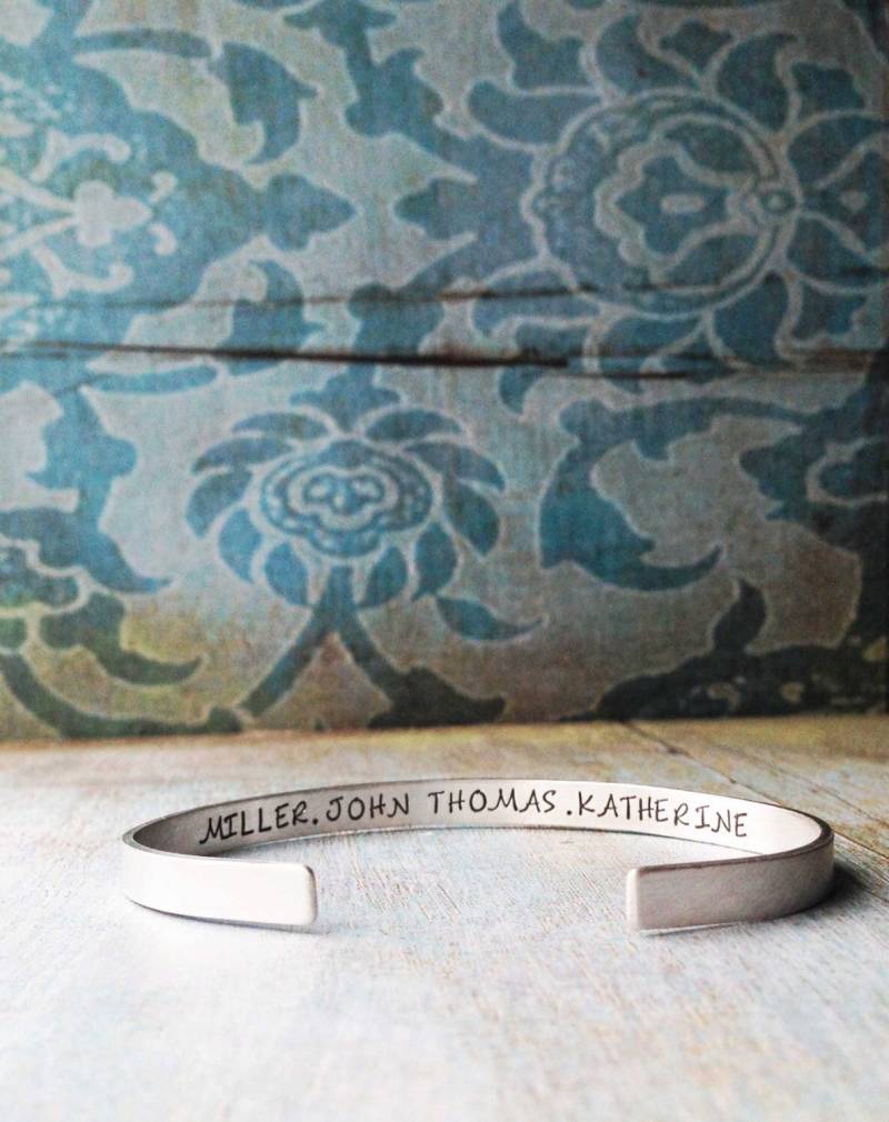 sterling Silber Manschette Armband - Geheime Nachricht Benutzerdefinierte Matt Personalisierte Mutter Kinder Kind Baby Frau von MarleyJaneDotCom