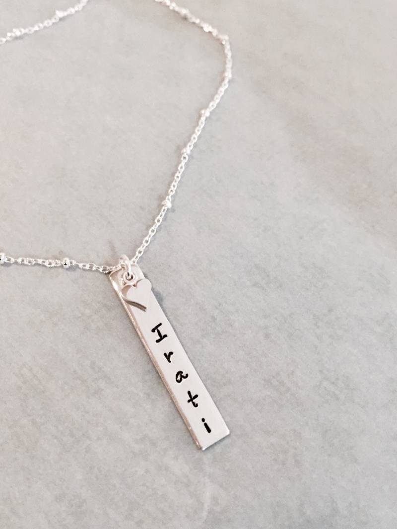 sterling Silber Mütter Halskette Benutzerdefinierte Kinder - Ursprünglich Habe Ich Dich Geliebt Langes Rechteck Hohe Qualität Personalisiert von MarleyJaneDotCom