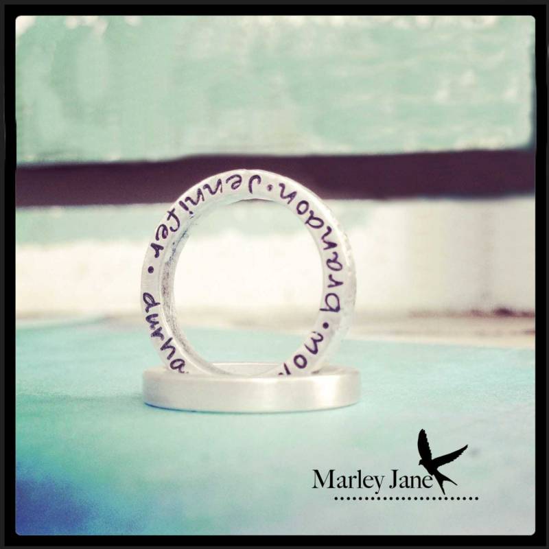 sterling Silber Ring - Benutzerdefinierte Matt Nachricht Mutter Kinder Kind Baby Frau von MarleyJaneDotCom