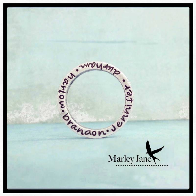sterling Silber Ring - Benutzerdefinierte Matt Nachricht Mutter Kinder Kind Baby Frau von MarleyJaneDotCom