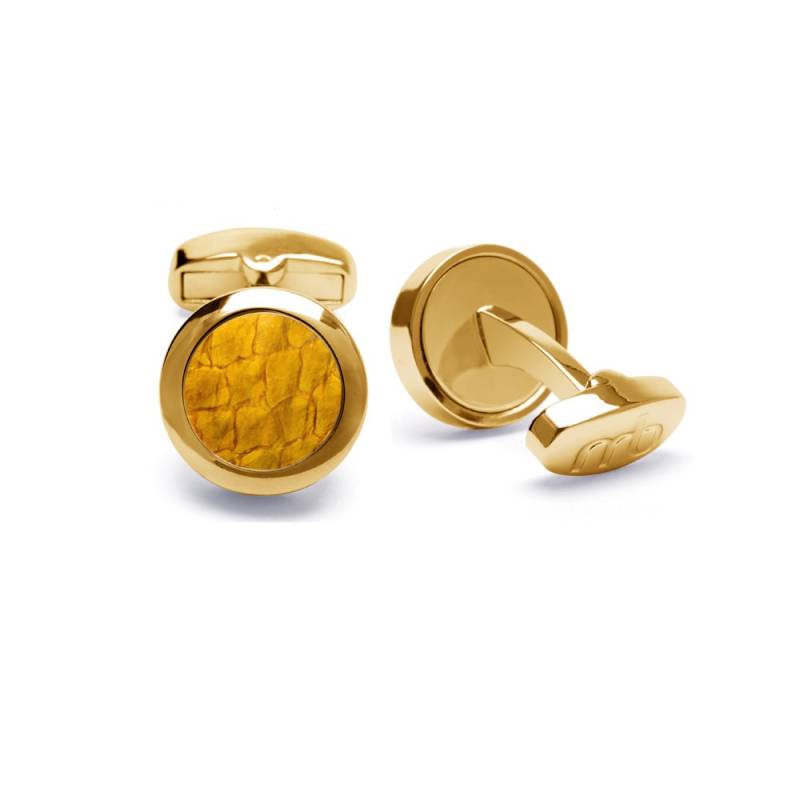 Echtes Senfgelbe Manschettenknöpfe Aus Atlantik-Lachs, Edelstahl-Goldton, Umweltfreundliche Fischhaut, Nachhaltig von MarlinBirna