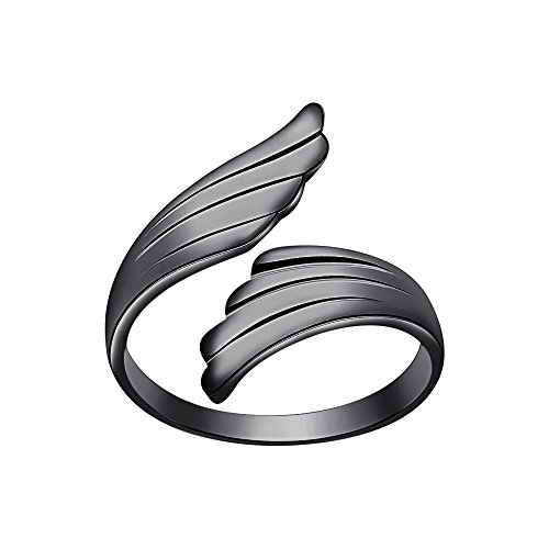 Marlogendo Wunderschöne Damen-Fußringe aus 925er Sterlingsilber, 14 Karat schwarz vergoldet, Engelsflügel, offener Zehenring, hochwertige Spiegeloberfläche, klassischer Schmuck von Marlogendo