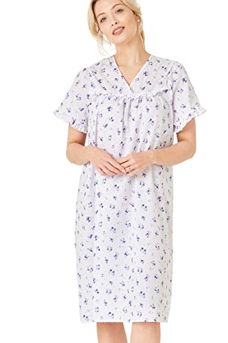 Marlon Carlotta Damen-Nachthemd, pflegeleicht, mit Rüschenbesatz, gewebt, violett, X-Large von Marlon