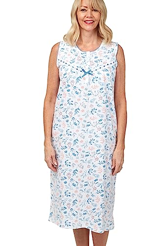 Marlon Damen Louise ärmellos Baumwolle Jersey Nachthemd, Lyla Blue, X-Large von Marlon