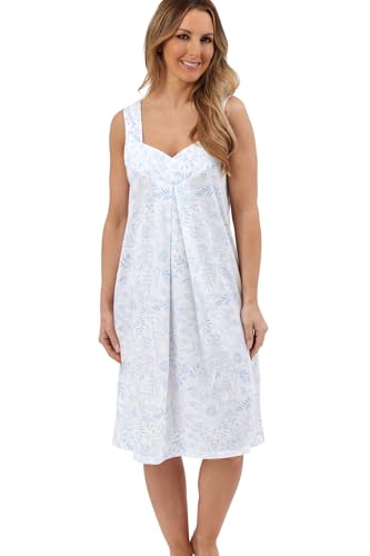 Marlon Danielle Damen-Nachthemd aus weichem Jersey, Baumwolle, breiter Träger, umgekehrte Falte, 101,6 cm, Sketchy Blue, 24-26 von Marlon