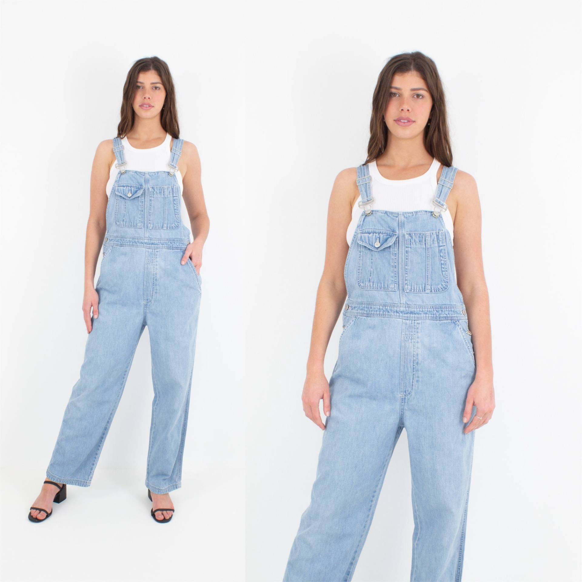 90Er 1990Er Jahre Hellblaue Lange Jeans Hose Overall | Unisex Herren Damen Mädchen Latzhose | #5Light - 3 Größen Xs, S, M von MarlowVintage