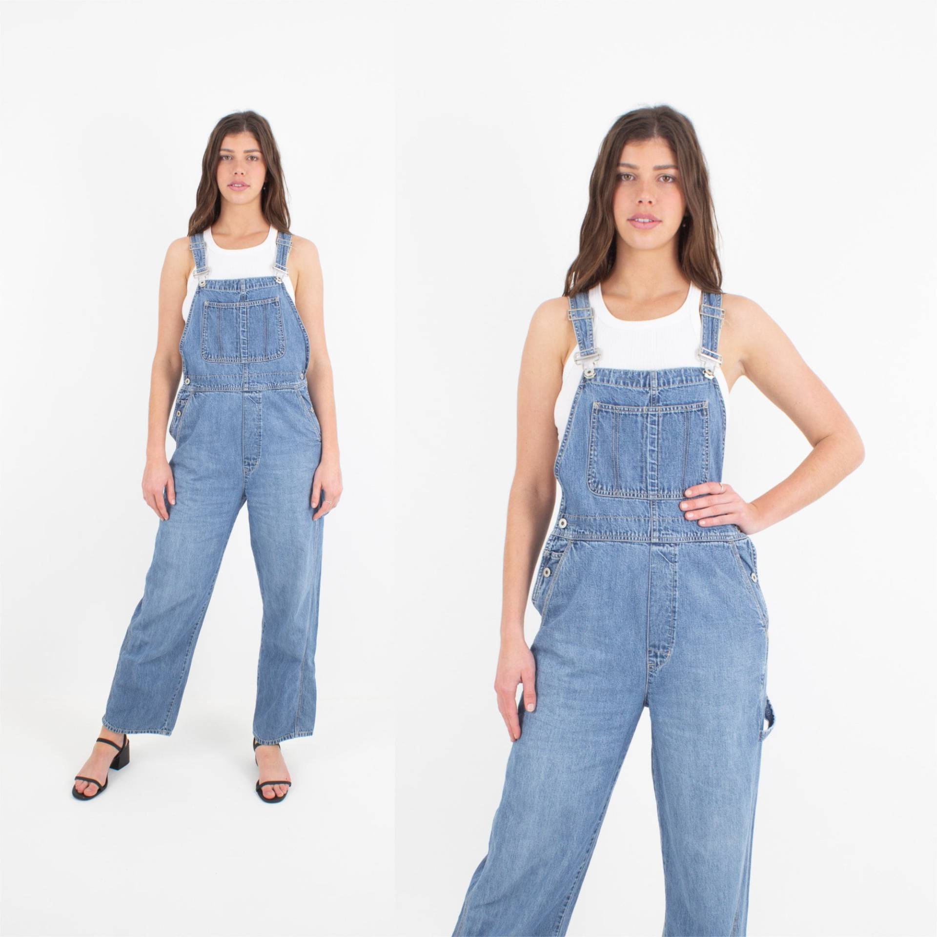 90S 1990S Mittelblau Lange Jeanshose Hose Latzhose | Unisex Herren Damen Mädchen | #1Mid - 4 Größen Xs, S, M & L von MarlowVintage