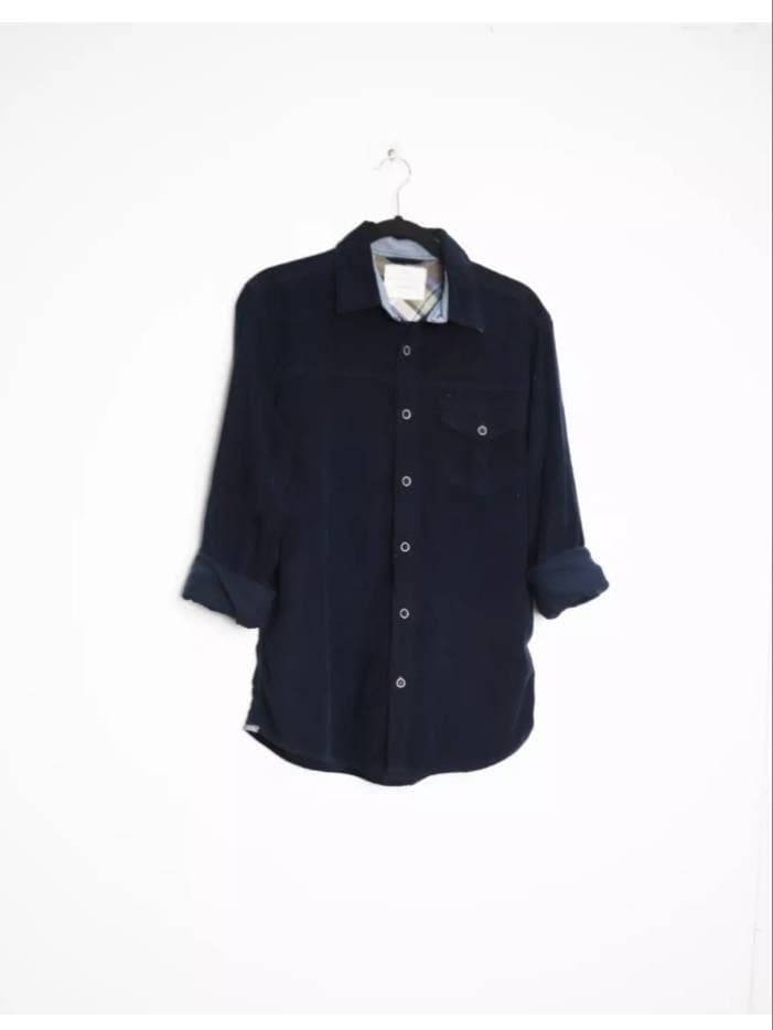 Navy Cord Shirt Vintage Blau Button Down Up Button-Down S von MarmaladeVintageCo