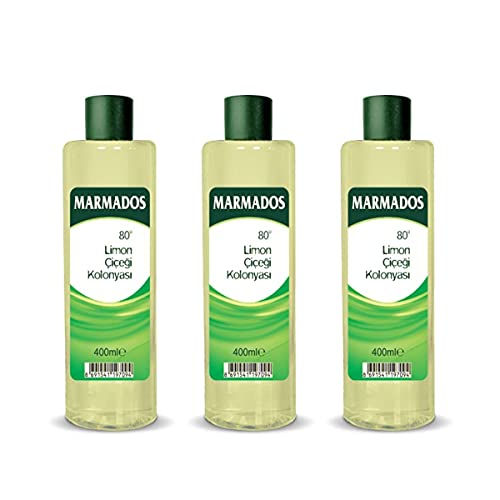 3x 400ml Marmara Marmados Limon Kolonya 80° | Lemon Eau de Cologne | After Shave | Rasierpflege | Rasierwasser | Duftwasser mit Zitronenduft von Marmara