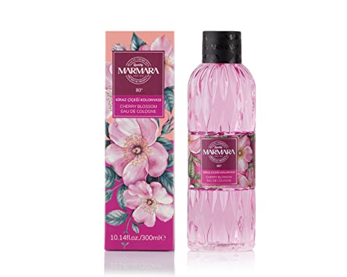 MARMARA BEAUTY Eau de Cologne Kirschblüten 300ml - 80° Alkohol - erfrischender Duft für Frauen - Duftwasser für Damen - Erfrischt kühlt - Frisch & Blumig - EDC Women - Kölnischwasser von Marmara