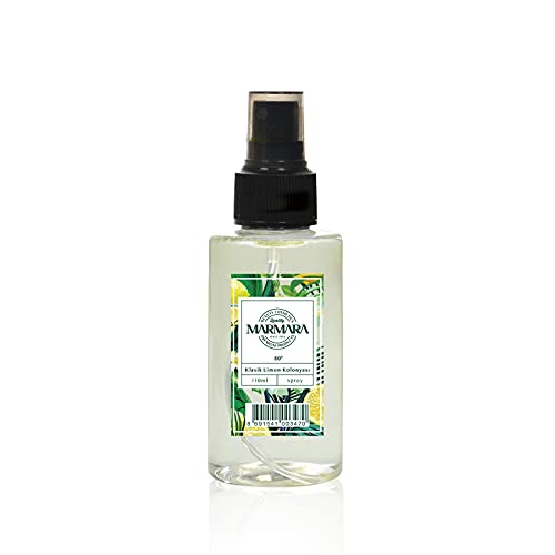 MARMARA Limon Kolonya 80° 110ml Spray Flasche | Eau de Cologne | After Shave | Rasierwasser | Zitronenduft | Kölnischwasser | Classik Lemon Duftwasser für Damen und Herren - von Marmara