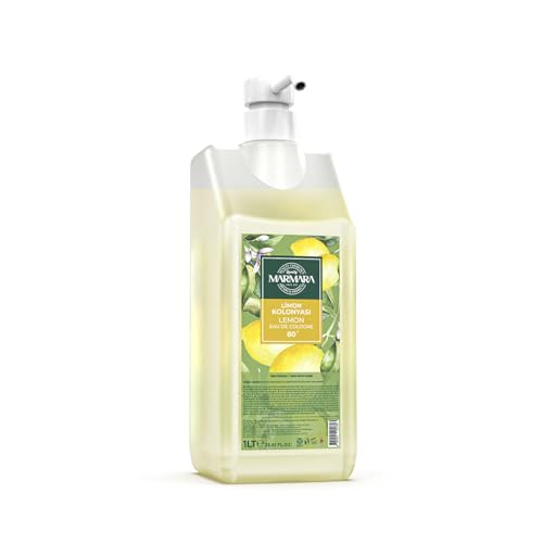 Marmara Lemon Eau de Cologne 1L mit Pumpe – 80% Alkohol – Erfrischendes Zitronen-Kolonya für Damen & Herren – Hautdesinfektion & Aftershave - Limon Kolonya (Lemon) von Marmara