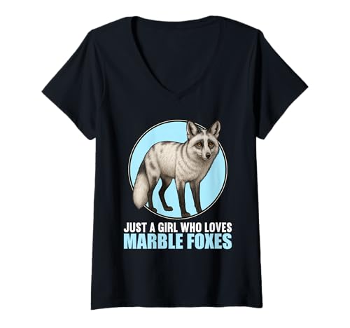 Damen Marmor-Füchse Marmor-Fuchs T-Shirt mit V-Ausschnitt Damen Marmor-Füchse Marmor-Fuchs T-Shirt mit V-Ausschnitt von Marmor-Füchse Marmor-Fuchs Tier Shop
