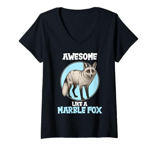 Damen Marmor-Füchse Marmor-Fuchs T-Shirt mit V-Ausschnitt Damen Marmor-Füchse Marmor-Fuchs T-Shirt mit V-Ausschnitt von Marmor-Füchse Marmor-Fuchs Tier Shop