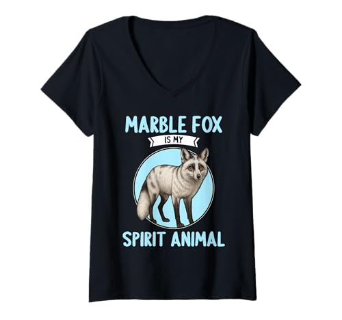 Damen Marmor-Füchse Marmor-Fuchs T-Shirt mit V-Ausschnitt Damen Marmor-Füchse Marmor-Fuchs T-Shirt mit V-Ausschnitt von Marmor-Füchse Marmor-Fuchs Tier Shop