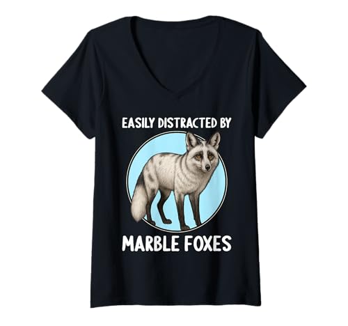 Damen Marmor-Füchse Marmor-Fuchs T-Shirt mit V-Ausschnitt Damen Marmor-Füchse Marmor-Fuchs T-Shirt mit V-Ausschnitt von Marmor-Füchse Marmor-Fuchs Tier Shop