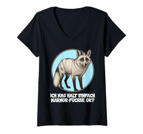 Damen Marmor-Füchse Marmor-Fuchs T-Shirt mit V-Ausschnitt Damen Marmor-Füchse Marmor-Fuchs T-Shirt mit V-Ausschnitt von Marmor-Füchse Marmor-Fuchs Tier Shop
