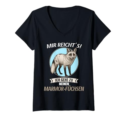 Damen Marmor-Füchse Marmor-Fuchs T-Shirt mit V-Ausschnitt Damen Marmor-Füchse Marmor-Fuchs T-Shirt mit V-Ausschnitt von Marmor-Füchse Marmor-Fuchs Tier Shop