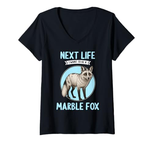 Damen Marmor-Füchse Marmor-Fuchs T-Shirt mit V-Ausschnitt Damen Marmor-Füchse Marmor-Fuchs T-Shirt mit V-Ausschnitt von Marmor-Füchse Marmor-Fuchs Tier Shop