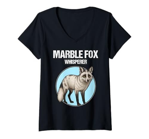 Damen Marmor-Füchse Marmor-Fuchs T-Shirt mit V-Ausschnitt Damen Marmor-Füchse Marmor-Fuchs T-Shirt mit V-Ausschnitt von Marmor-Füchse Marmor-Fuchs Tier Shop