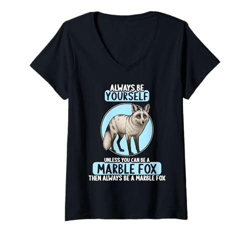 Damen Marmor-Füchse Marmor-Fuchs T-Shirt mit V-Ausschnitt Damen Marmor-Füchse Marmor-Fuchs T-Shirt mit V-Ausschnitt von Marmor-Füchse Marmor-Fuchs Tier Shop