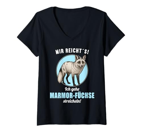 Damen Marmor-Füchse Marmor-Fuchs T-Shirt mit V-Ausschnitt Damen Marmor-Füchse Marmor-Fuchs T-Shirt mit V-Ausschnitt von Marmor-Füchse Marmor-Fuchs Tier Shop