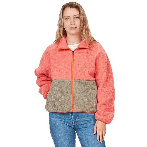 MARMOT Damen Aros Fleece Jacket - Sherpa Jacke im Retro-Stil für Camping und Wandern im Herbst und Winter, Grapefruit/Vetiver, X-Large von Marmot
