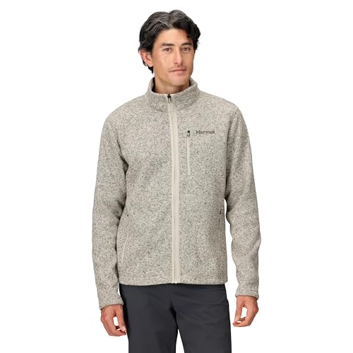 Marmot Herren Drop Line Jacket, Warme Fleecejacke, Outdoor-Jacke mit durchgehendem Reißverschluss, atmungsaktiver und windbeständiger Sweater, Birch Bark Heather, XXL von Marmot