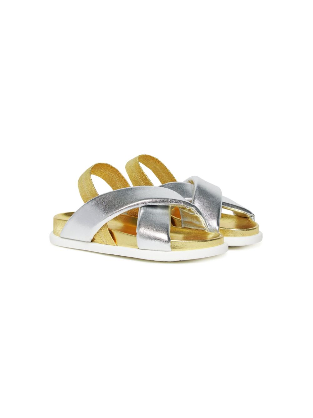 Marni Kids Faux-Leder-Sandalen mit überkreuzten Riemen - Silber von Marni Kids