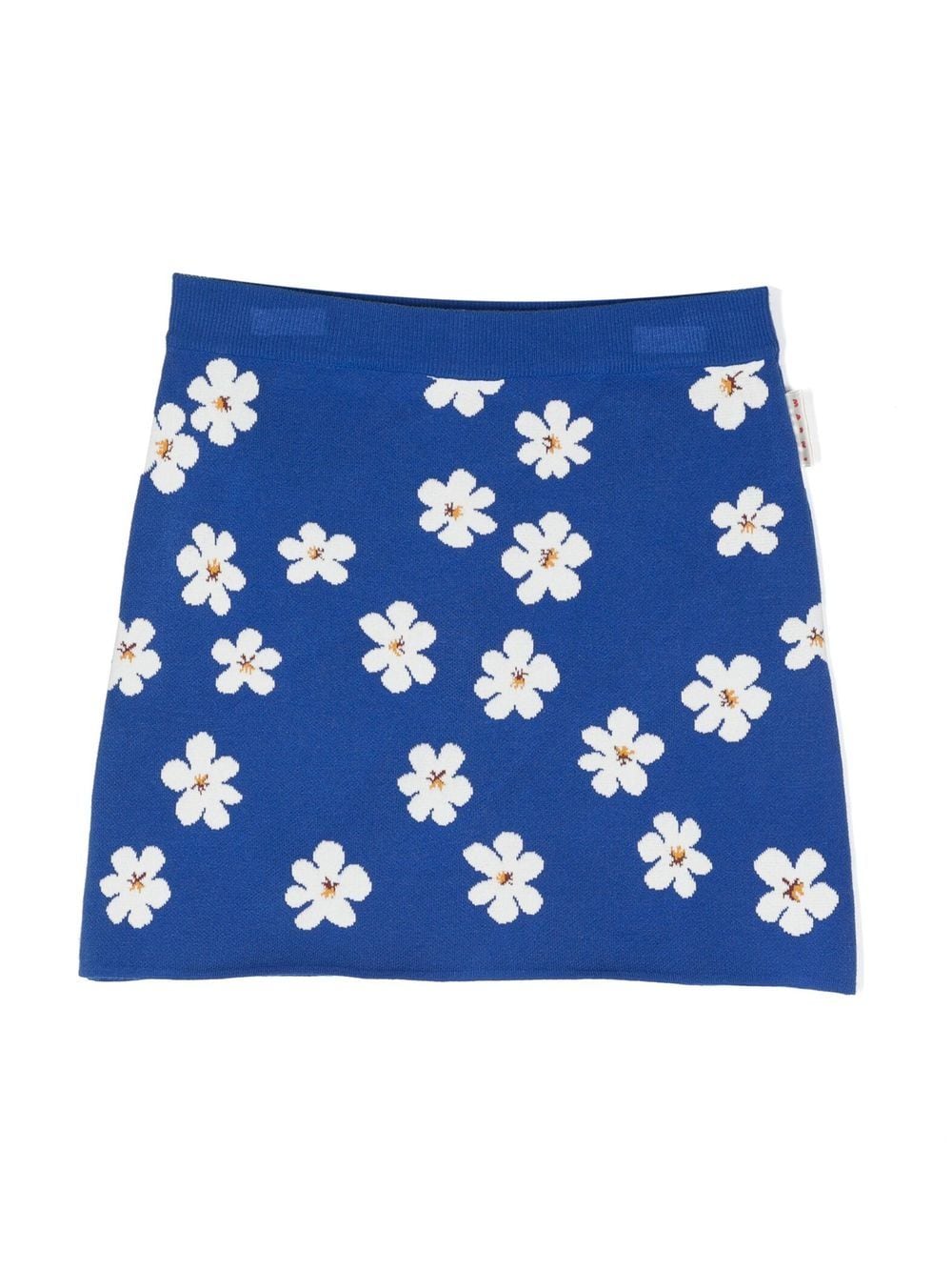 Marni Kids Gestrickter Minirock mit Blumenmuster - Blau von Marni Kids