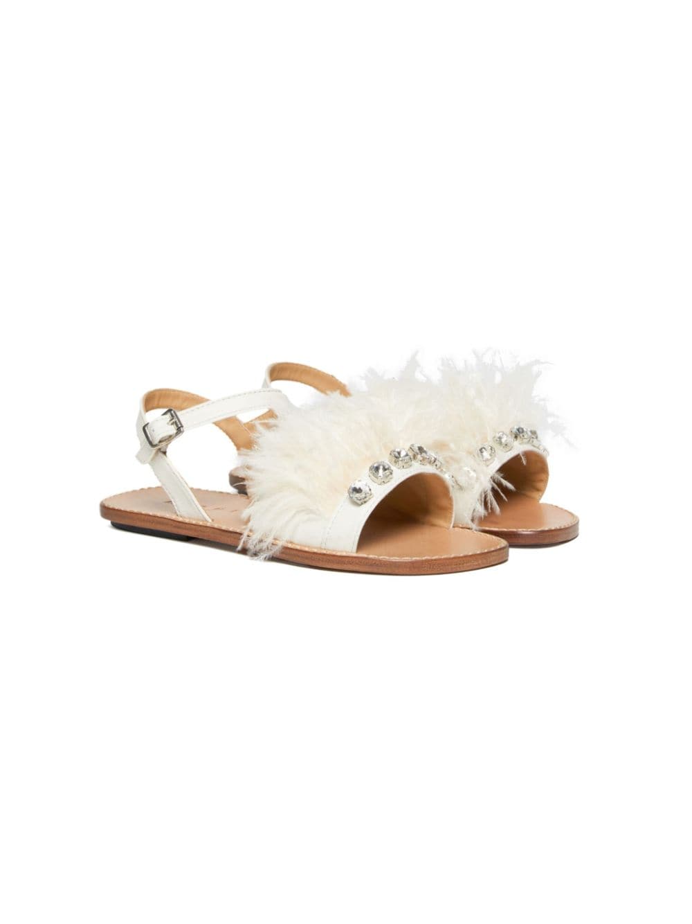 Marni Kids Marabou Sandalen mit Kristallen - Weiß von Marni Kids