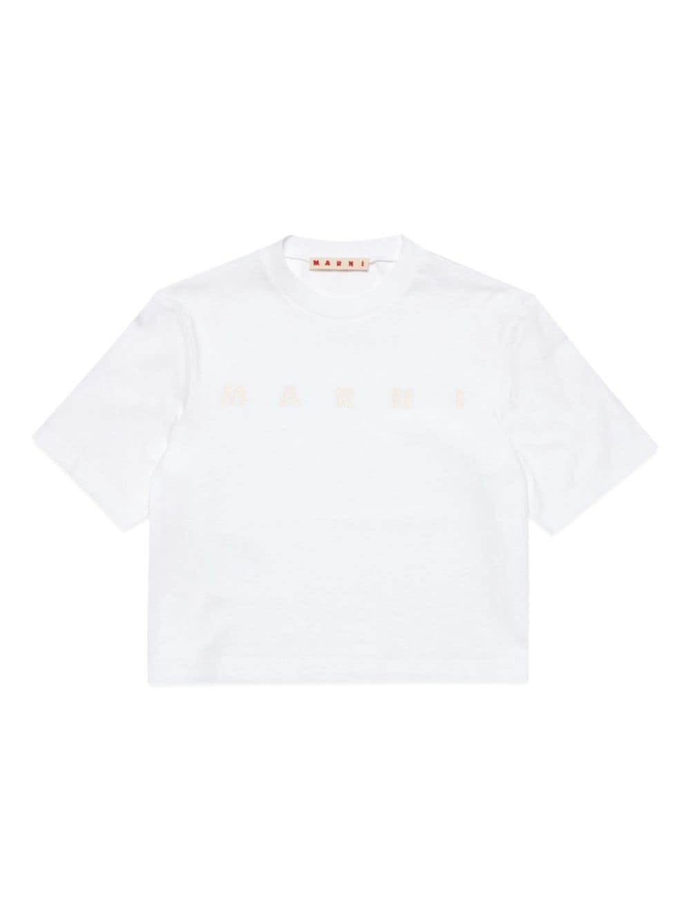 Marni Kids T-Shirt mit Logo in Glitter-Optik - Weiß von Marni Kids